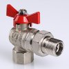 Кран американка шаровый с полусгоном 1/2" вн.-нар. угловой (бабочка красная) Base Valtec VT.228.N.04