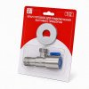 Кран из нержавеющей стали, шаровый угловой DN15х15, 1/2х1/2" Нр/Нр, PN10, (с отражателем, ручка-синяя, хром) блистер Sti