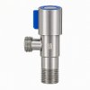Кран из нержавеющей стали, шаровый угловой DN20х15, 3/4х1/2" Нр/Нр, PN10, (с отражателем, ручка-синяя, хром) Sti