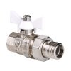 Кран американка прямой шаровый с полусгоном 1/2" вн.-нар. (бабочка белая) Base Valtec