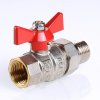 Кран американка шаровый с полусгоном 1/2" вн.-нар. (бабочка красная) Base Valtec VT.227.N.04