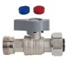 Кран шаровой латунный коллекторный 3/4" ЕК(ВР) х 3/4" ЕК(НР) с накидной гайкой из нержавеющей стали, МИВС